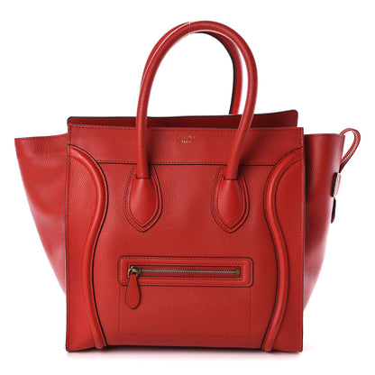 Celine Drummed Calfskin Mini Luggage Coquelicot 1 of 9
