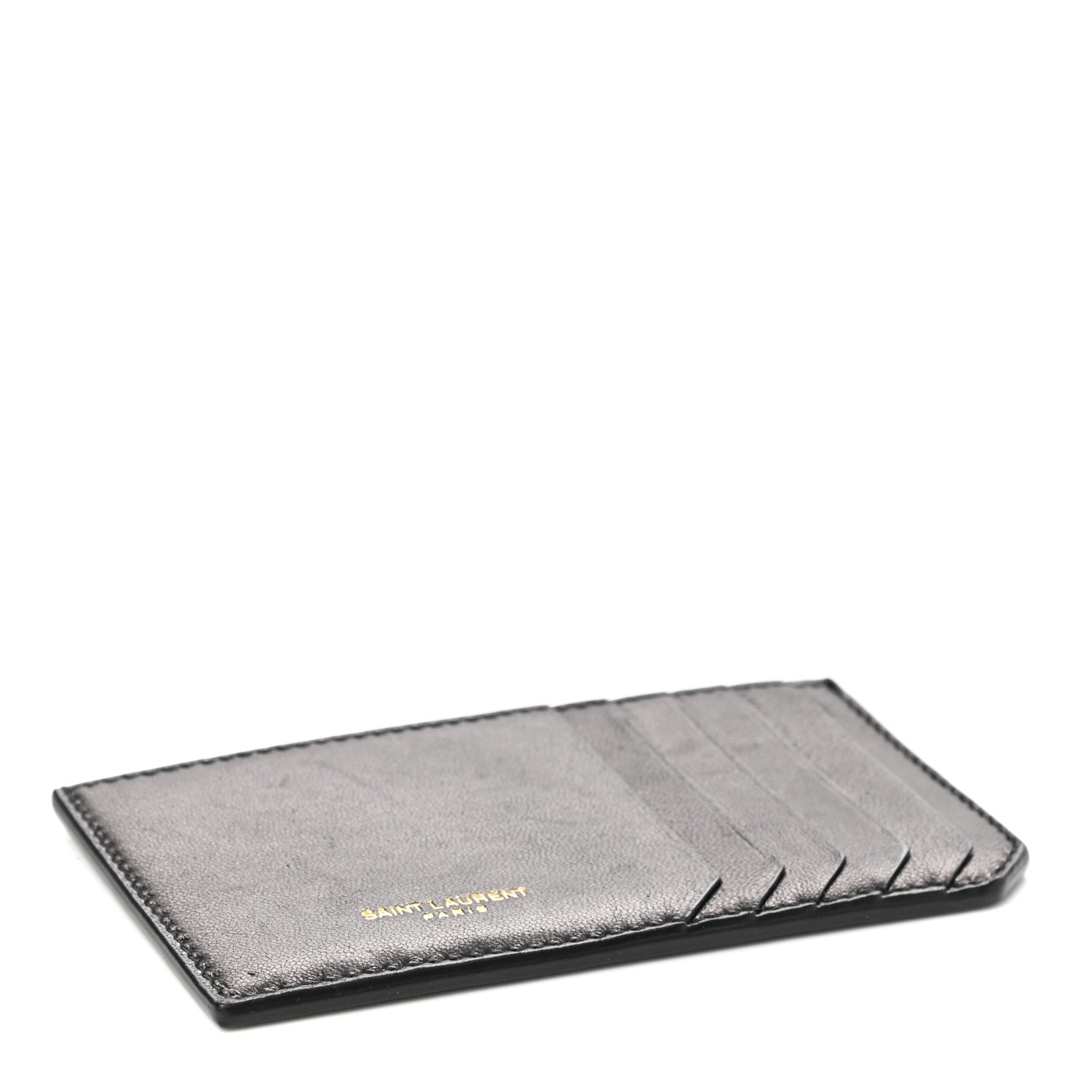Saint Laurent Calfskin 5 Fragments Zip Pouch Card Holder Black 4 of 7