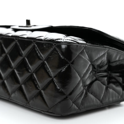 Chanel Shiny Distressed Calfskin Quilted Jumbo Double Flap So Black 11 of 11