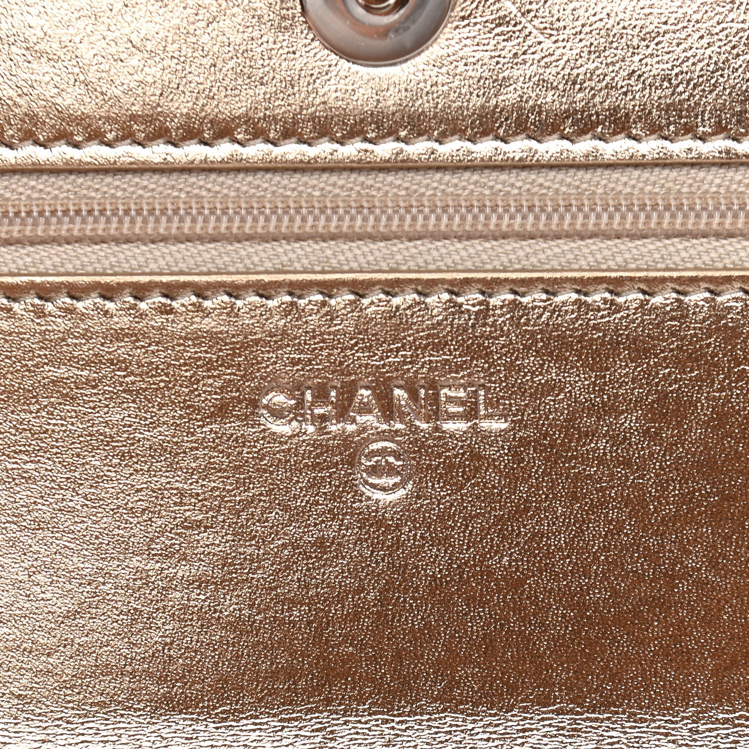 Chanel Hammered Metallic Calfskin Quilted Wallet On Chain WOC Gold 5 of 11
