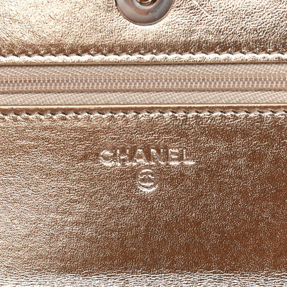 Chanel Hammered Metallic Calfskin Quilted Wallet On Chain WOC Gold 5 of 11