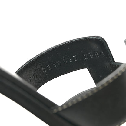 Hermes Box Calfskin Oran Sandals 36 Black 9 of 10