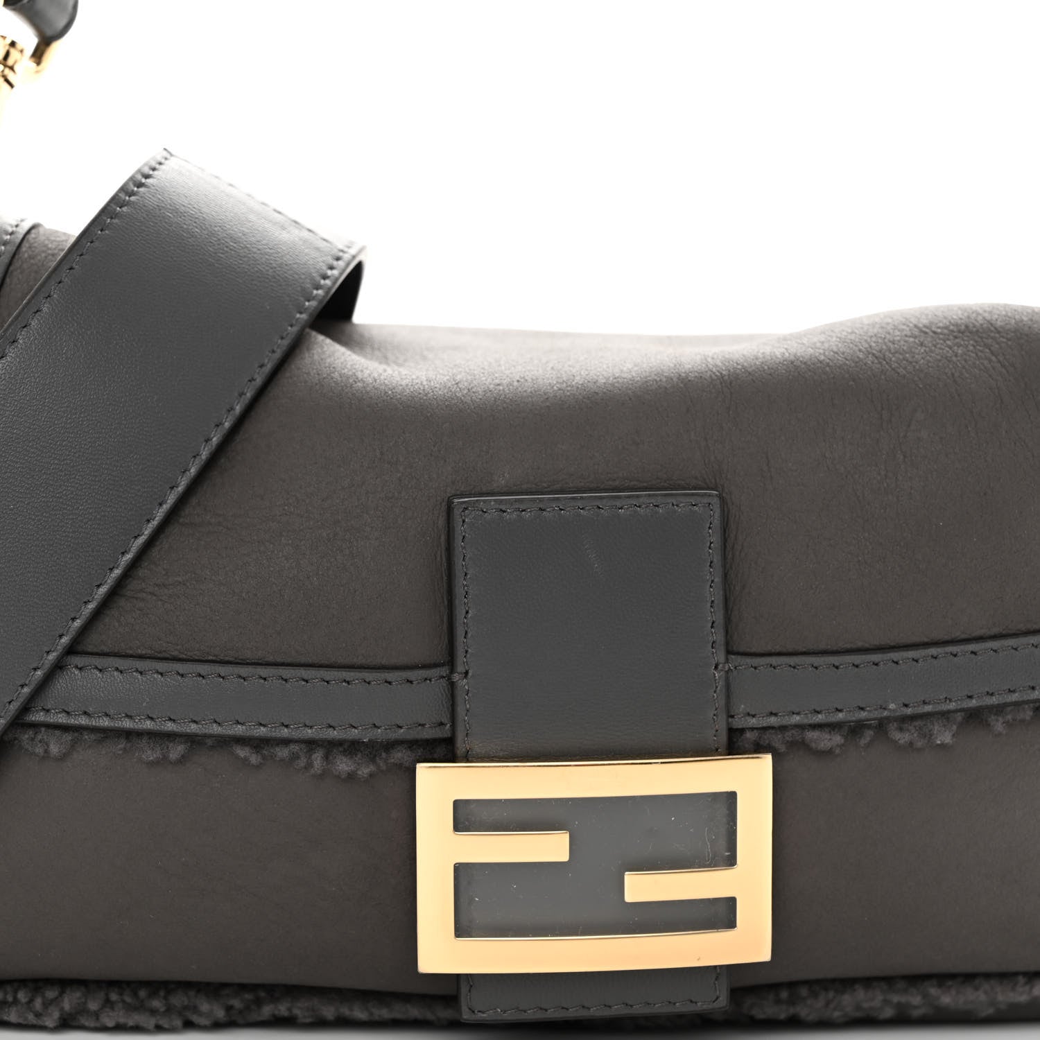 Fendi Lambskin Shearling Baguette Anthracite 7 of 9