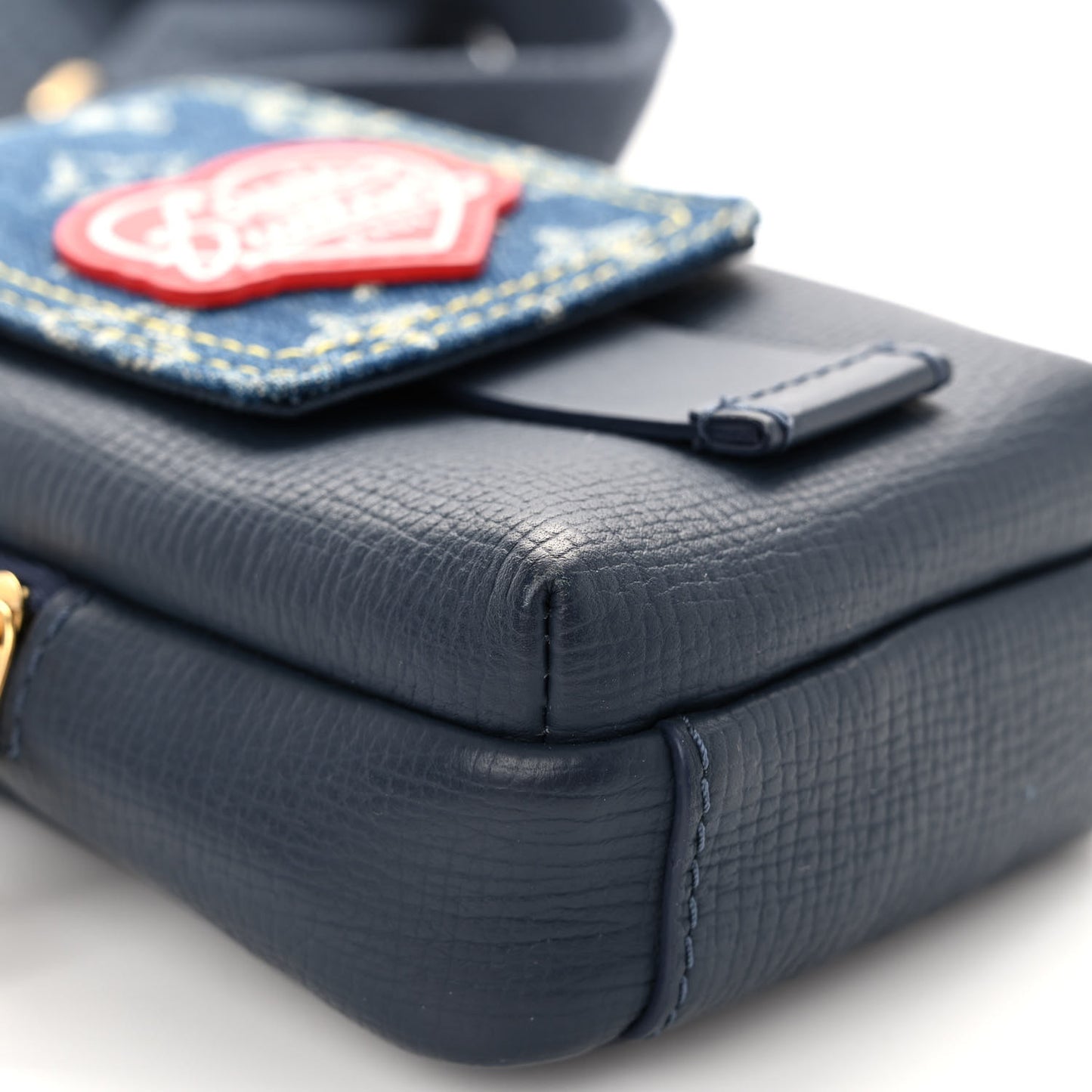 X NIGO Denim Monogram Flat Double Phone Pouch