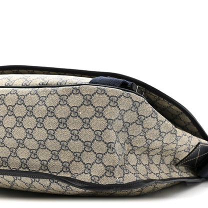 Gucci GG Plus Monogram Large Double Buckle Flap Messenger Bag Beige Navy 10 of 12