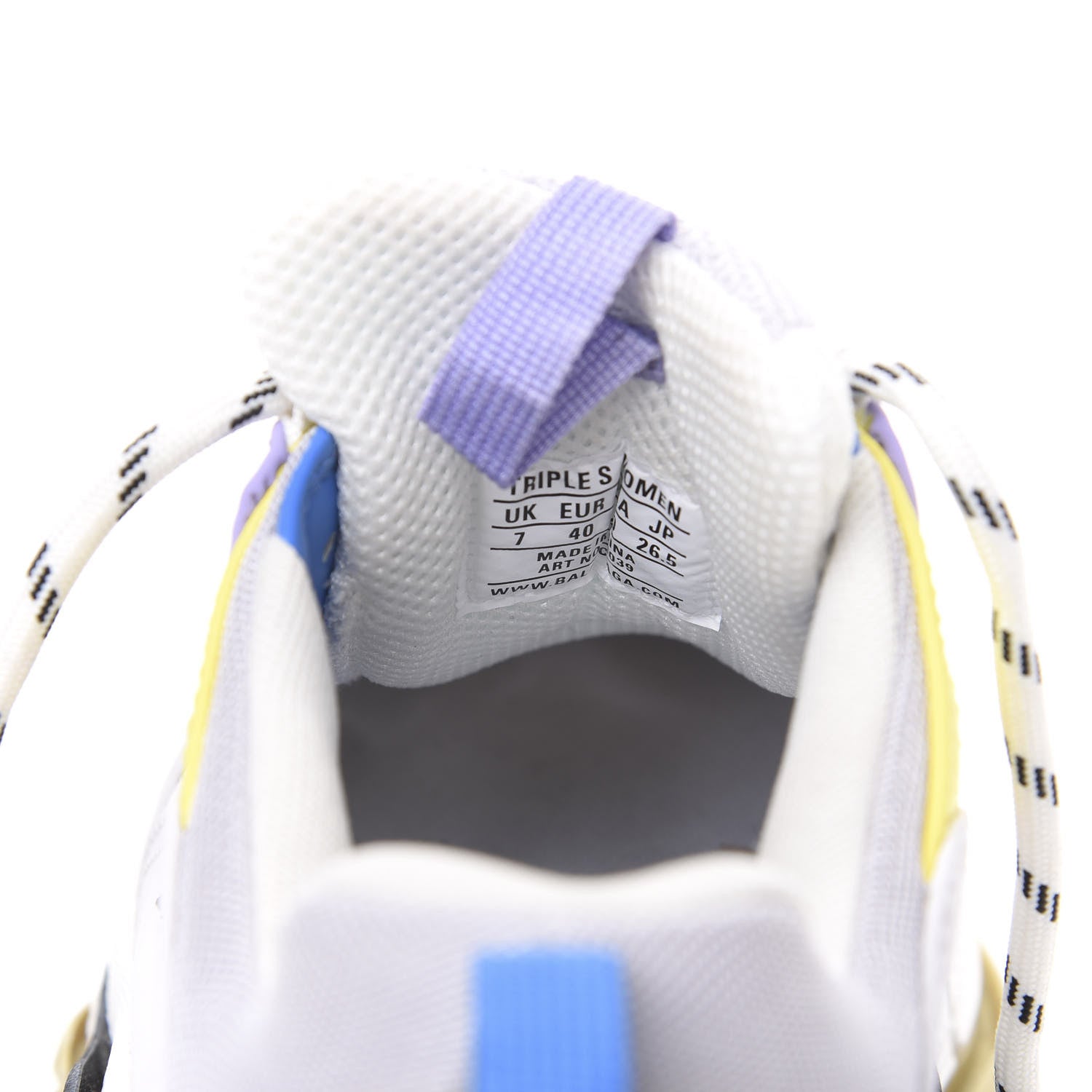 Balenciaga Fabric Mesh Womens Triple S Sneakers 40 White Purple Yellow 8 of 13