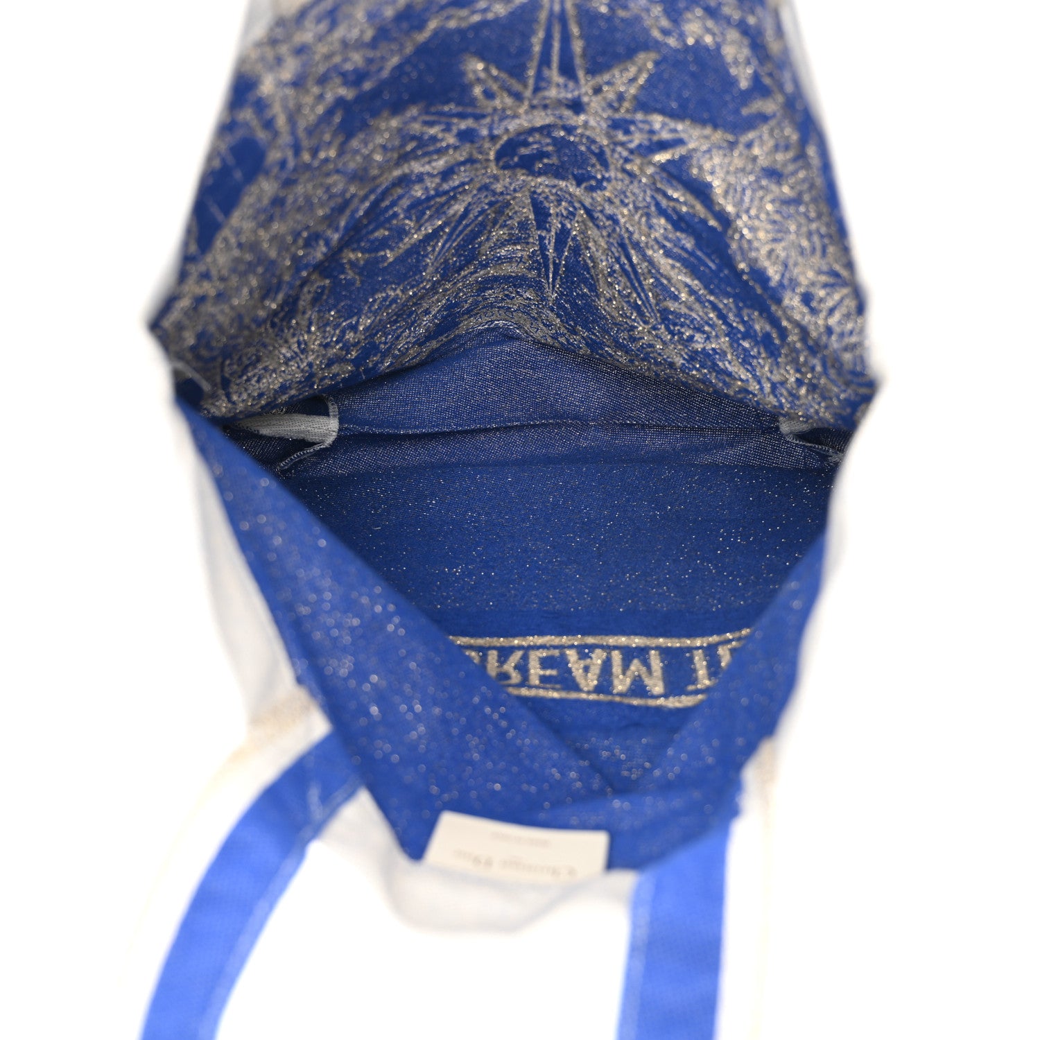 Christian Dior Canvas Print Tote Ivory Blue 5 of 12