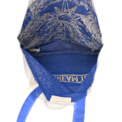Christian Dior Canvas Print Tote Ivory Blue 5 of 12