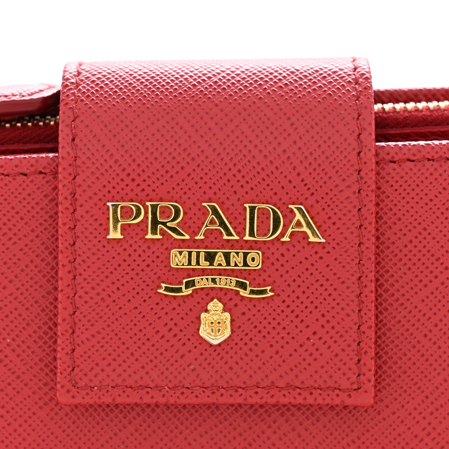 Prada Saffiano Metal Tab Wallet Fuoco 11 of 12
