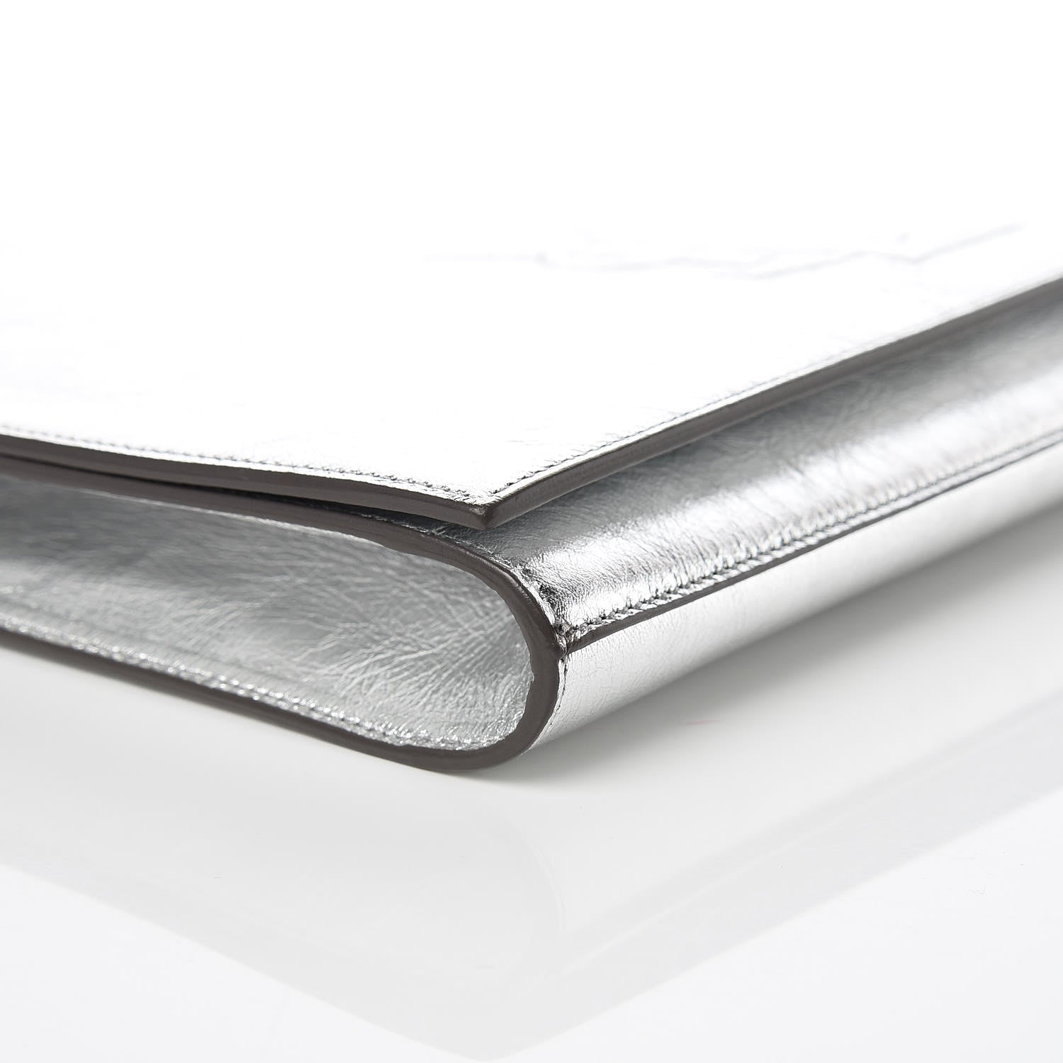 Saint Laurent Metallic Calfskin Monogram Large Belle De Jour Clutch Silver 5 of 9
