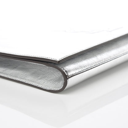 Saint Laurent Metallic Calfskin Monogram Large Belle De Jour Clutch Silver 5 of 9