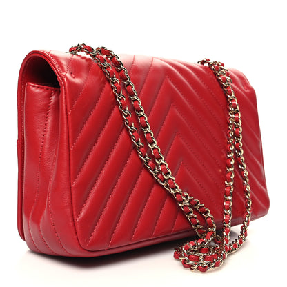 Chanel Calfskin Chevron Quilted Mini Statement Flap Red 3 of 11