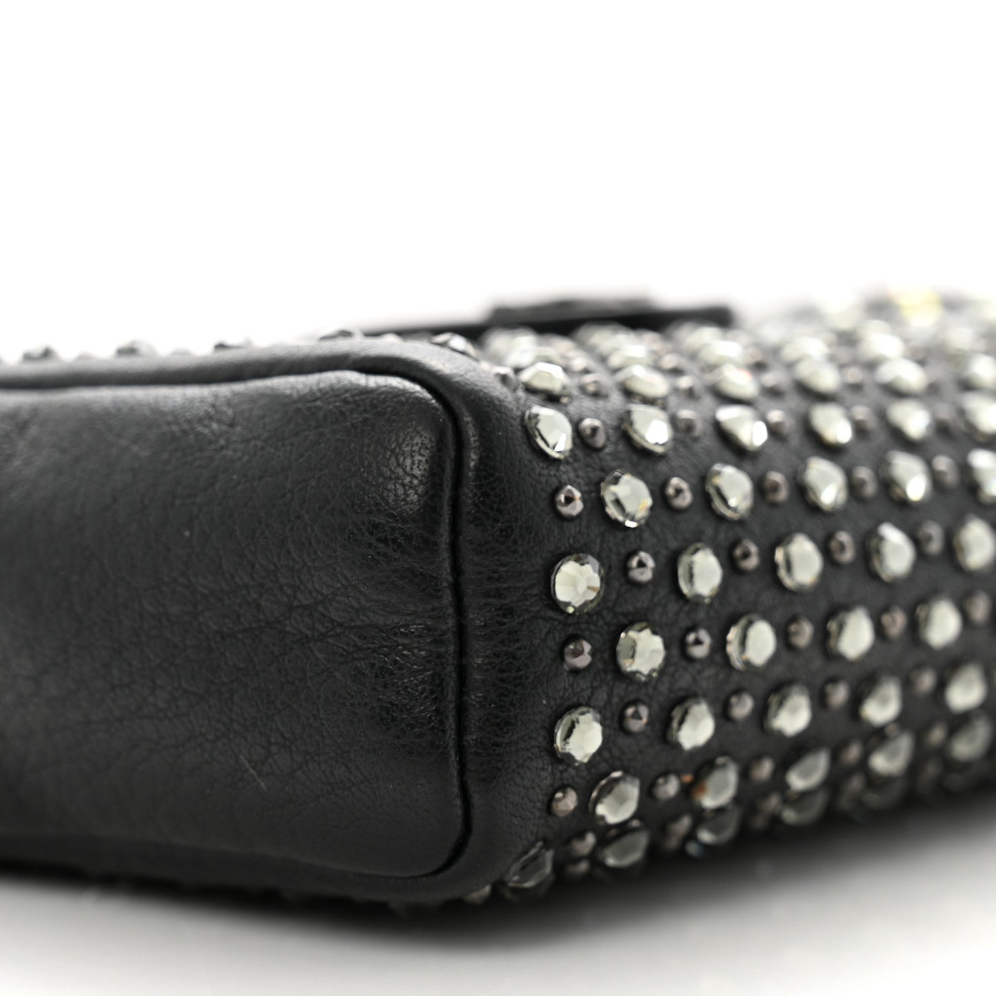 Calfskin Strass Studded Mini Phone Holder Clutch Black