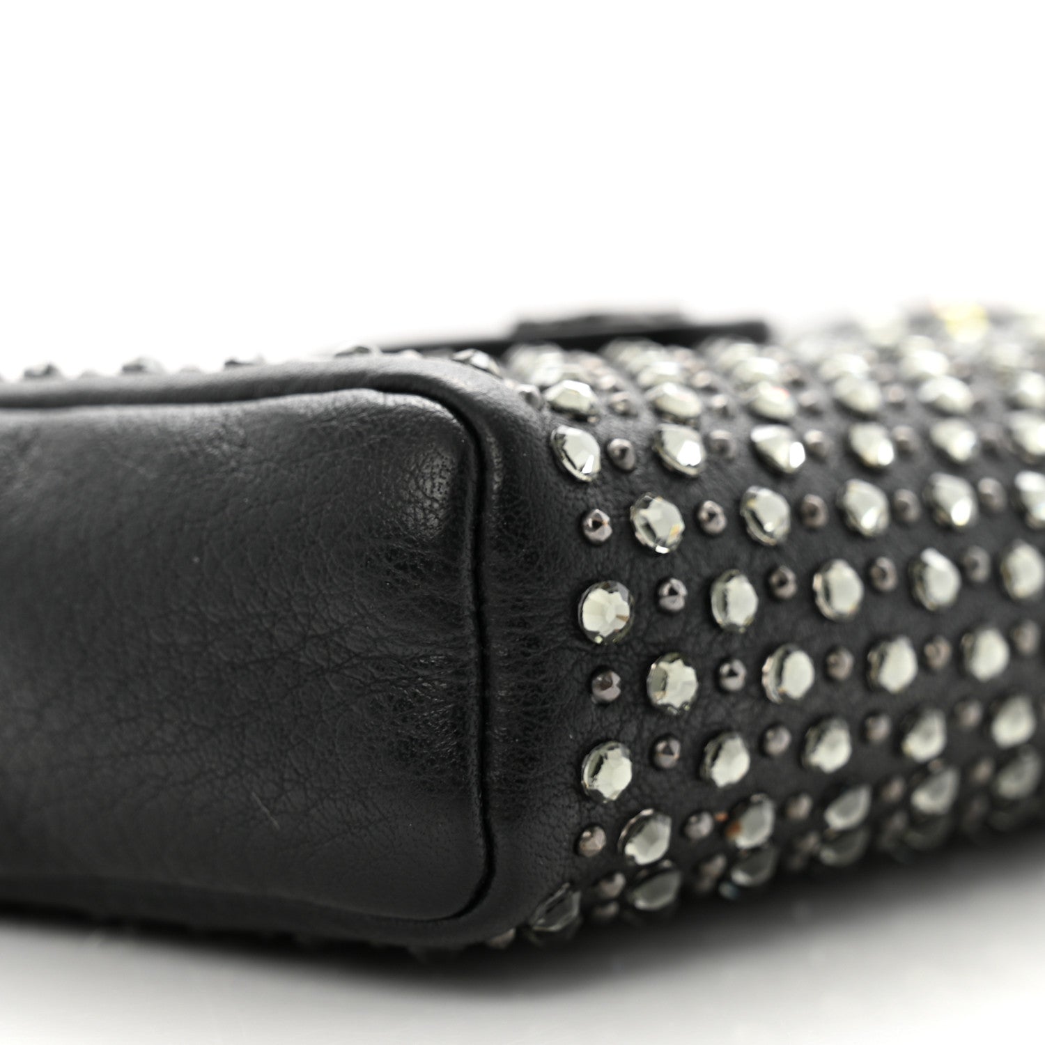 Chanel Calfskin Strass Studded Mini Phone Holder Clutch Black 11 of 13