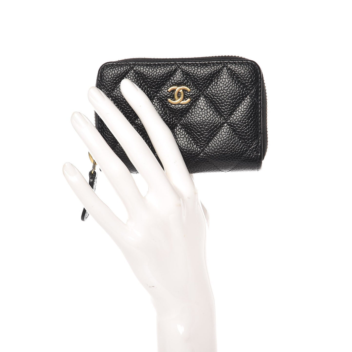 Caviar Quilted Zip Coin Purse Black