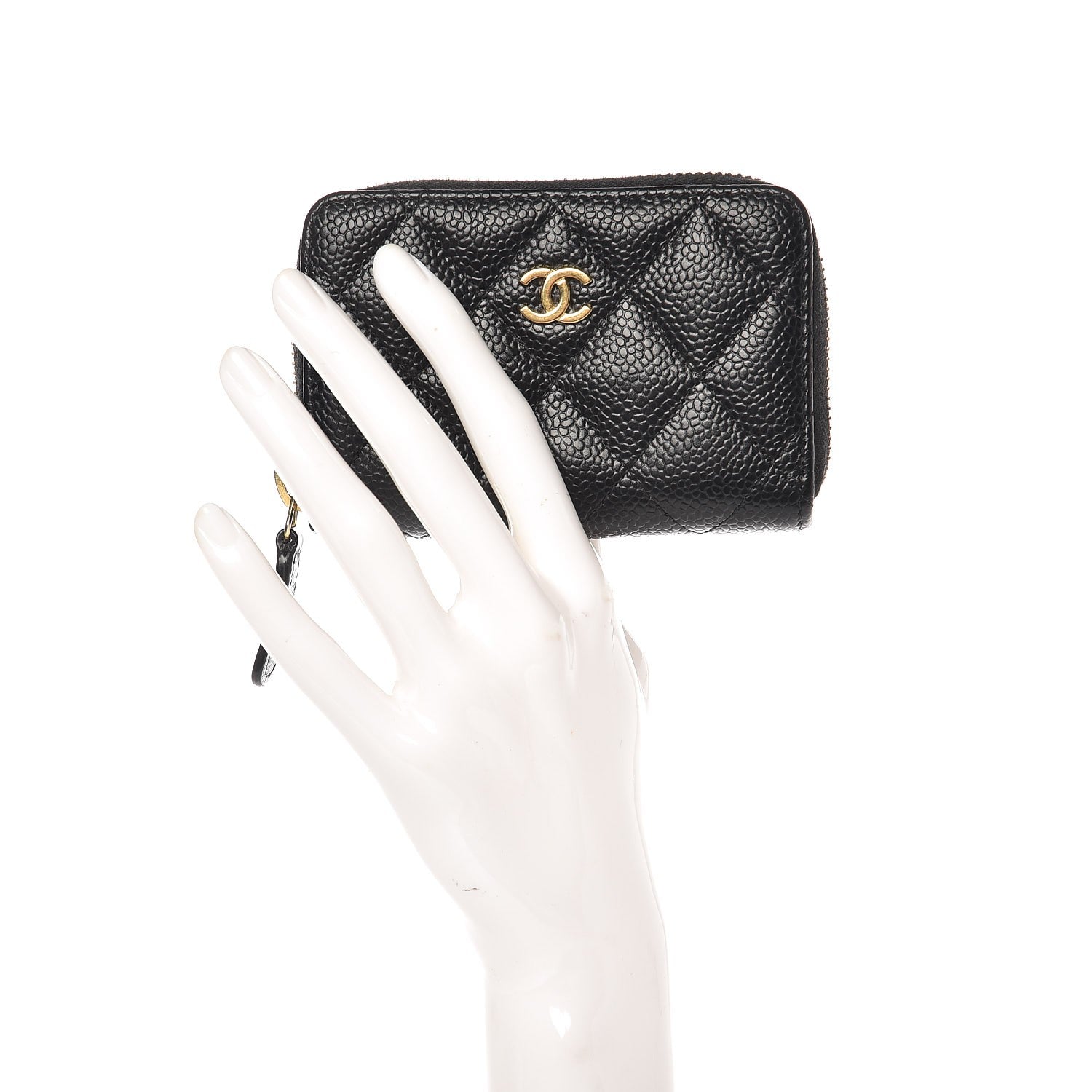 Chanel Caviar Quilted Zip Coin Purse Black 2 of 8