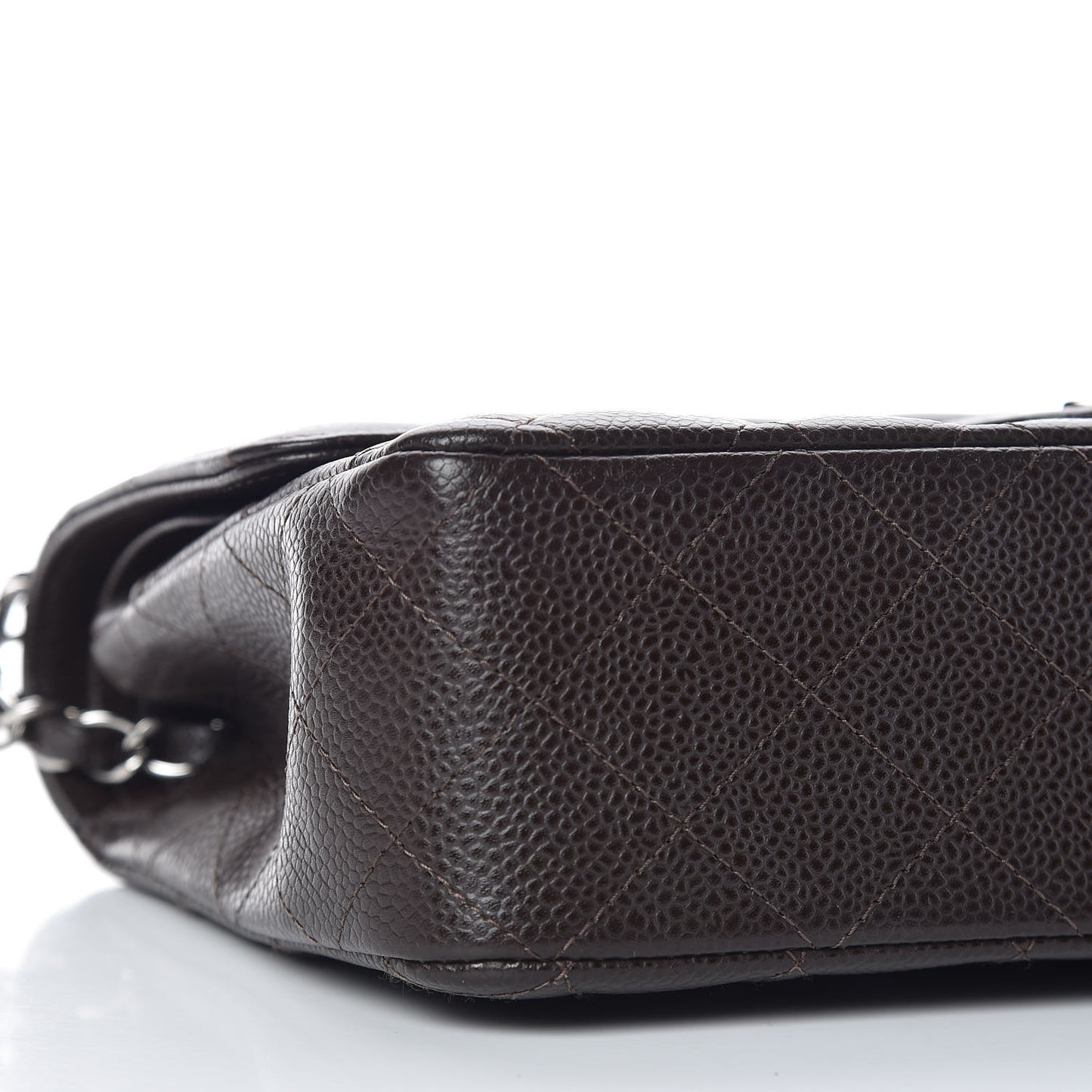 Caviar Quilted Medium Double Flap Brown