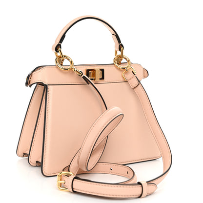 Fendi Vitello Seta Shiny Nappa Plexiglass Petite Peekaboo I SEE U Satchel Poudre 3 of 10