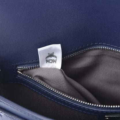 MCM Calfskin Ottomar Monogram Medium Millie Crossbody Bag Navy Blue 7 of 11