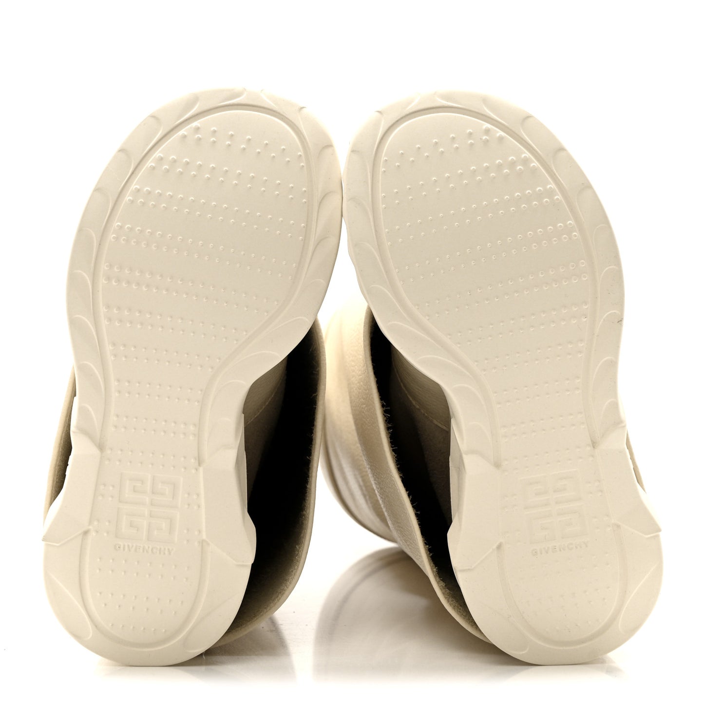 Grained Calfskin Shark Lock Biker Knee Boots 37 Beige