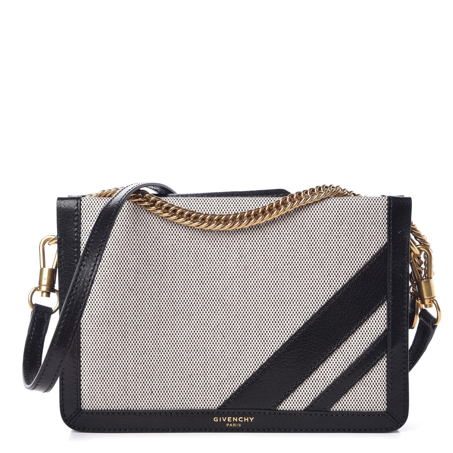 Suede Calfskin Canvas GV Cross Shoulder Bag Black