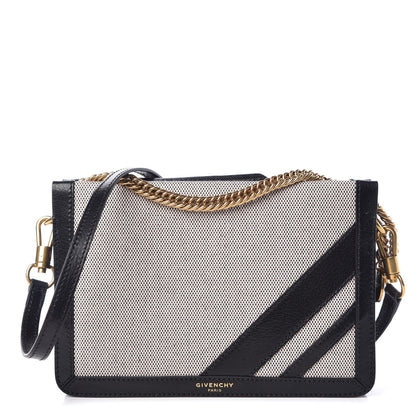 Givenchy Suede Calfskin Canvas GV Cross Shoulder Bag Black 1 of 9