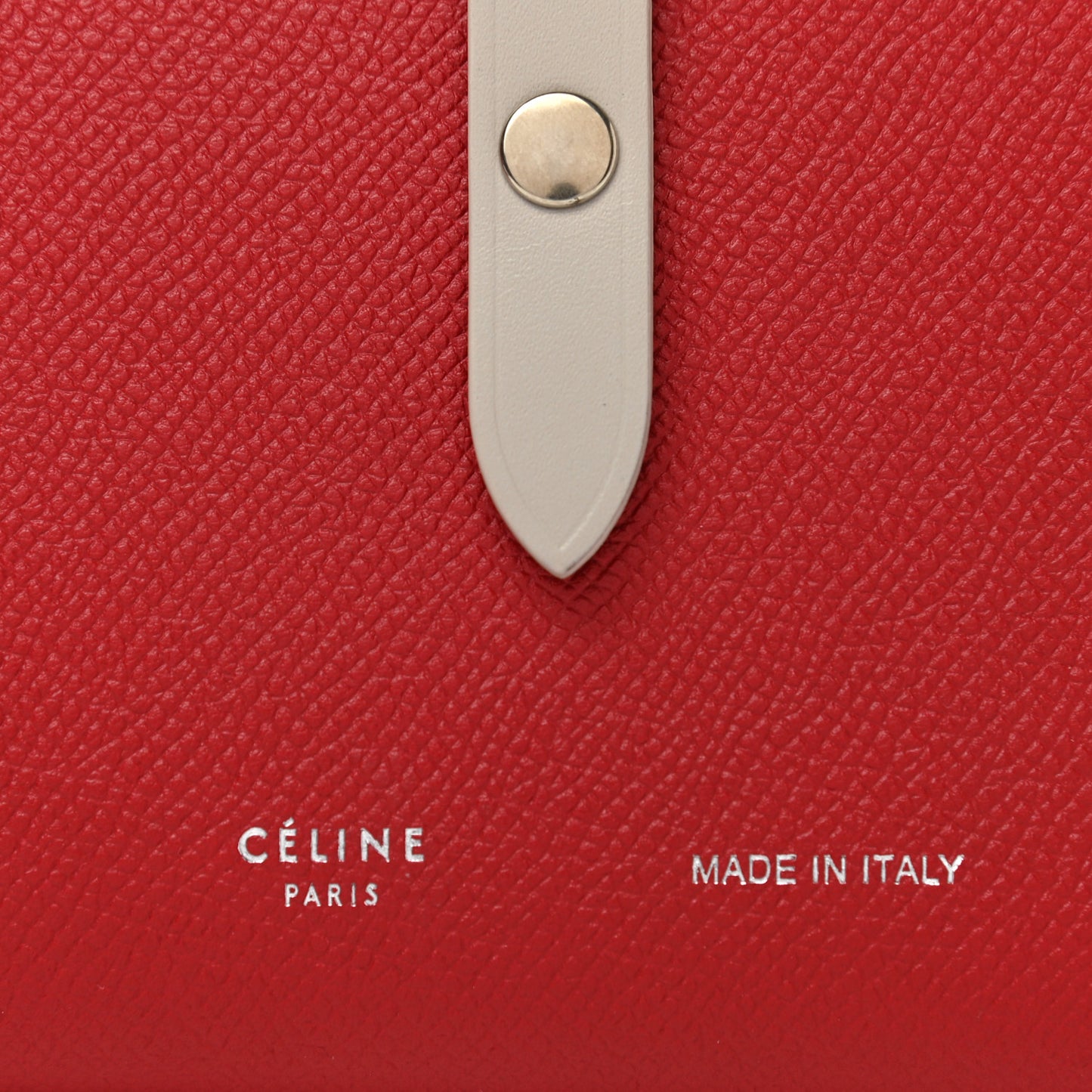 Grained Calfskin Medium Multifunction Strap Wallet Pop Red