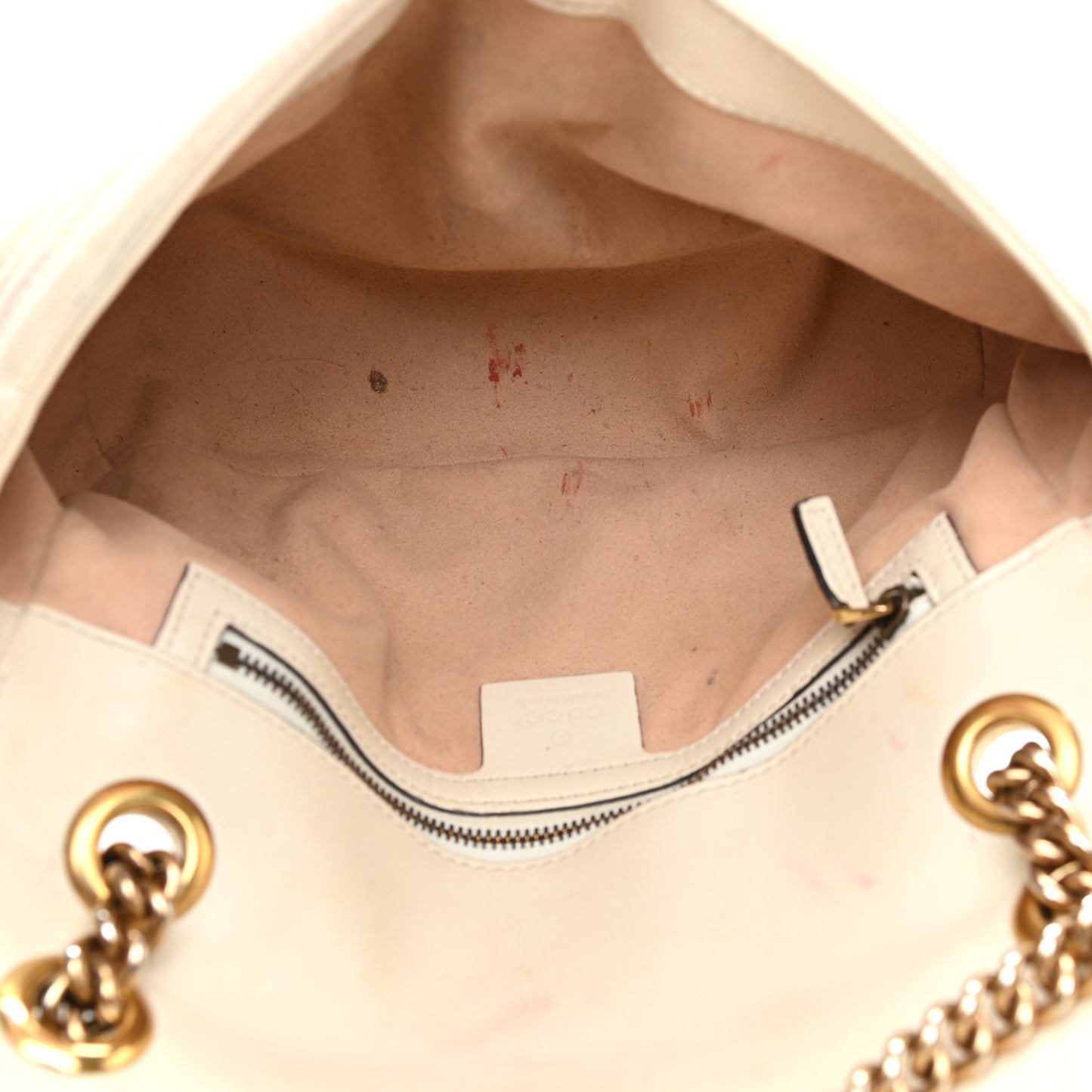 Calfskin Matelasse Small GG Marmont Shoulder Bag White