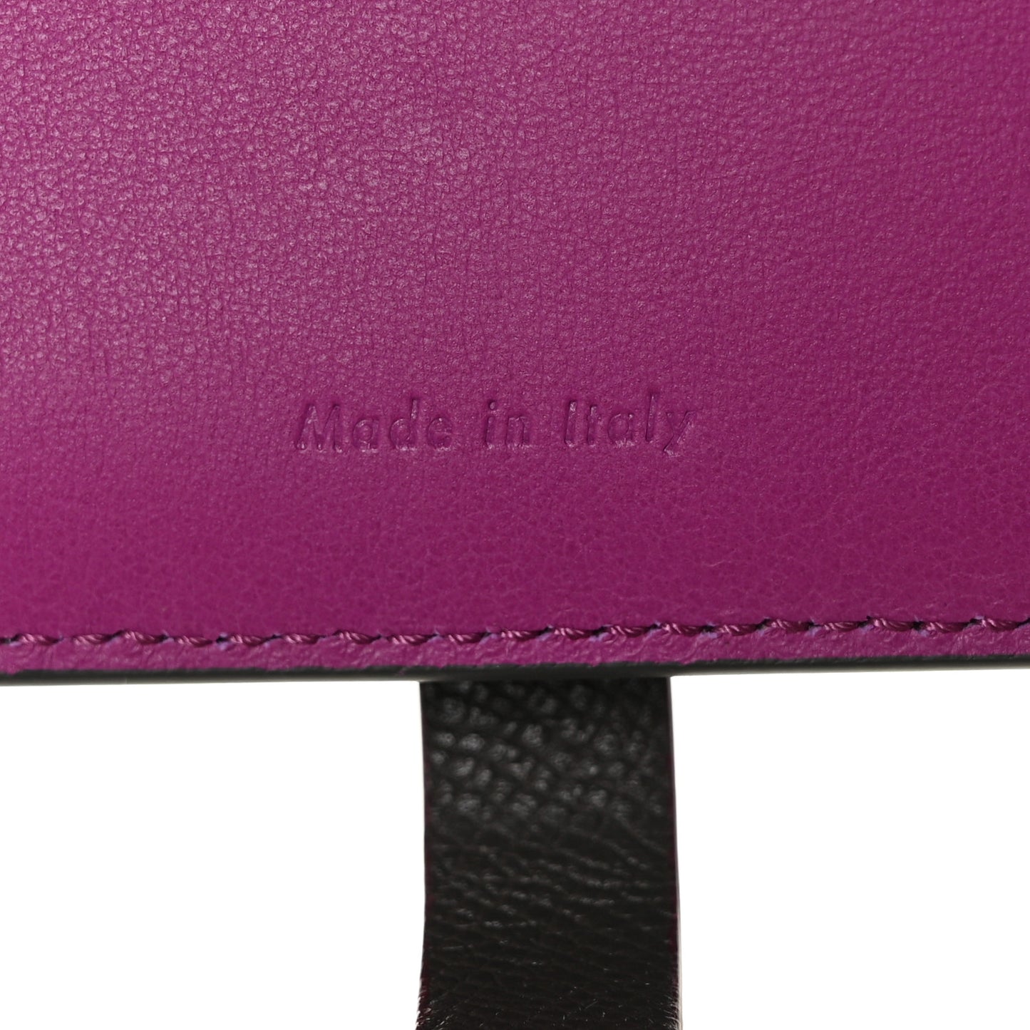 Grained Calfskin Large Multifunction Strap Wallet Grey Pink