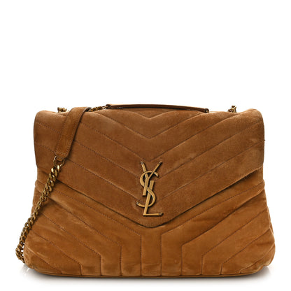 Saint Laurent Suede Y Quilted Monogram Medium Loulou Chain Satchel Cinnamon 1 of 10
