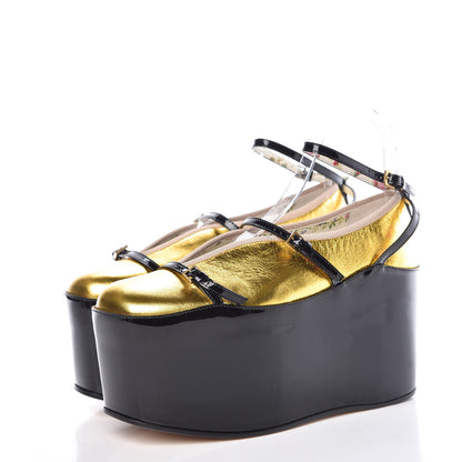 Gucci Metallic Nappa Patent Hannelore Detachable Platform Sandals 37 Gold 3 of 12