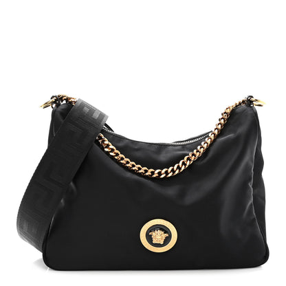 Versace Nylon Tribute Chain Crossbody Shoulder Bag Black 1 of 10