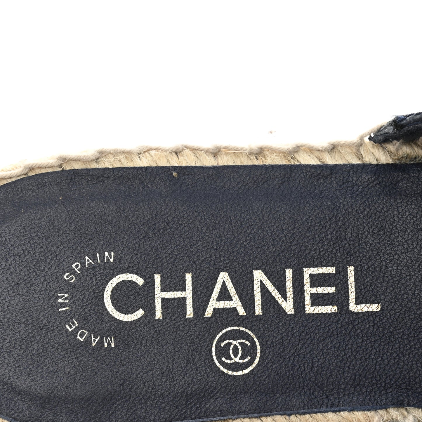 Lambskin Quilted CC Chain Espadrille Mules 38 Navy Black