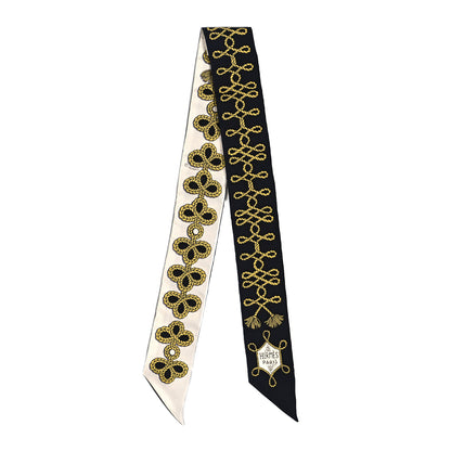Hermes Silk Galons Et Brandebourg Twilly Black Gold White 2 of 4