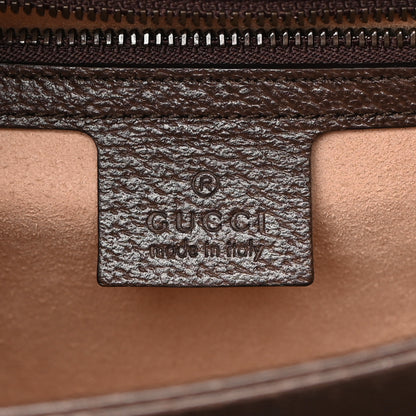 Gucci GG Supreme Monogram Textured Dollar Calfskin Web Small Ophidia Padlock Top Handle Bag Beige Ebony New Acero 6 of 10