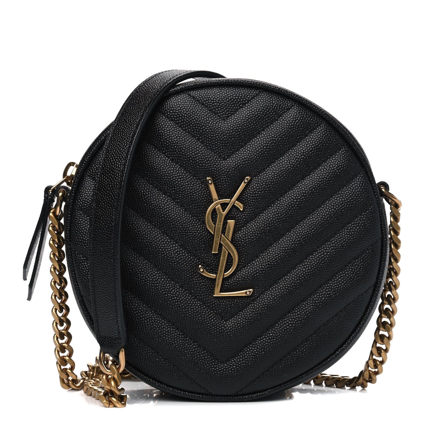 Grain De Poudre Matelasse Chevron Quilted Round Vinyle Camera Bag Black