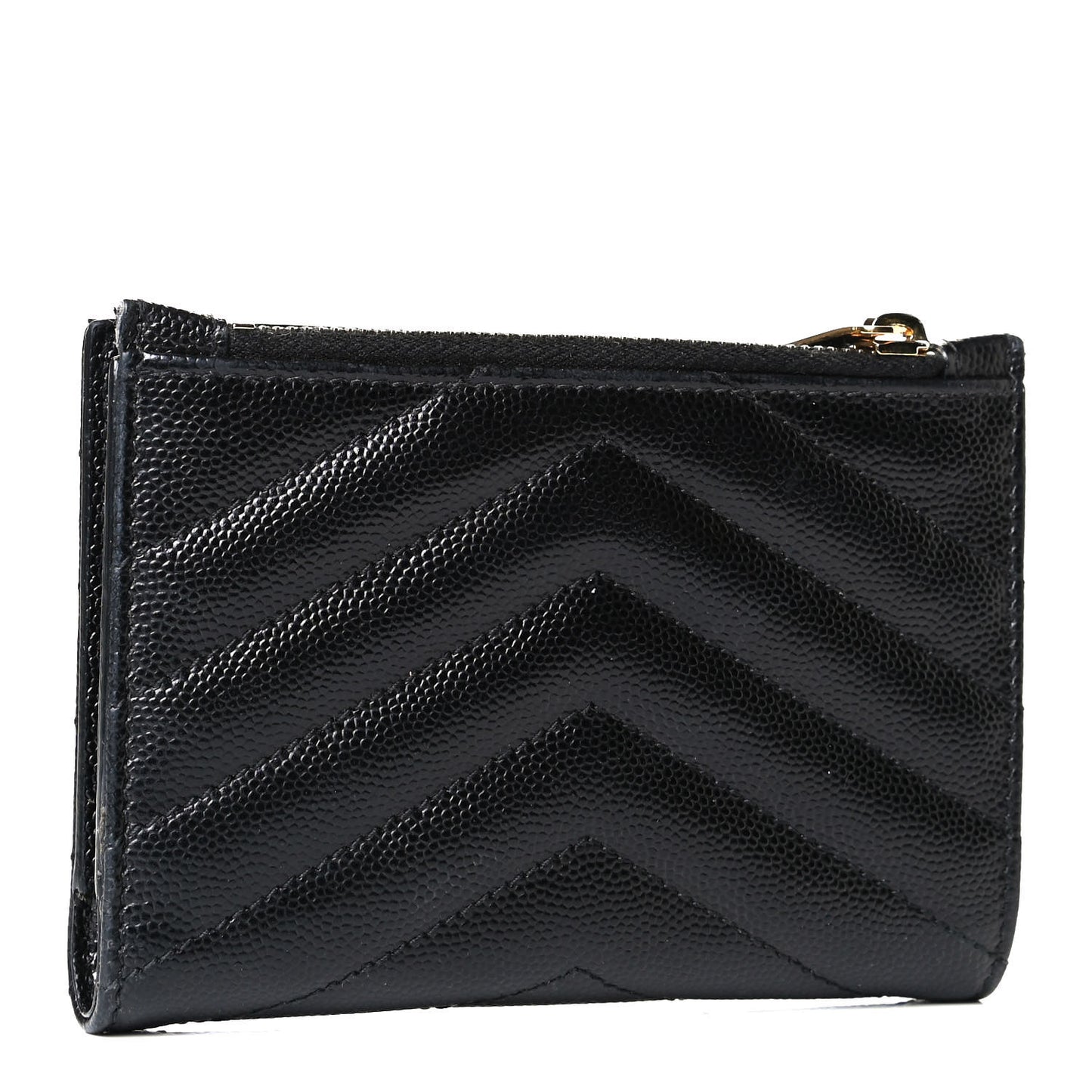 Grain De Poudre Matelasse Chevron Monogram Zipped Two-Part Wallet Black