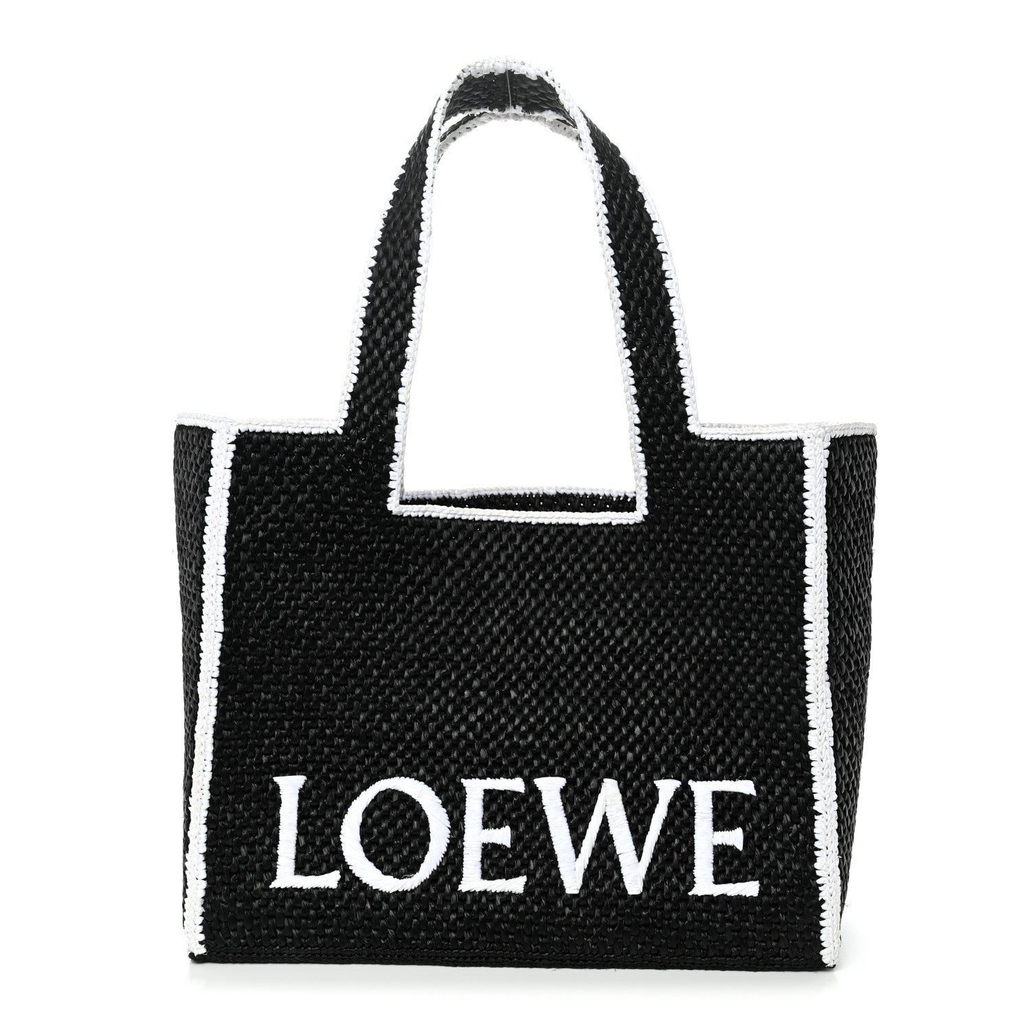 Loewe Raffia Large Paula's Ibiza Logo Tote Black White 1 of 9