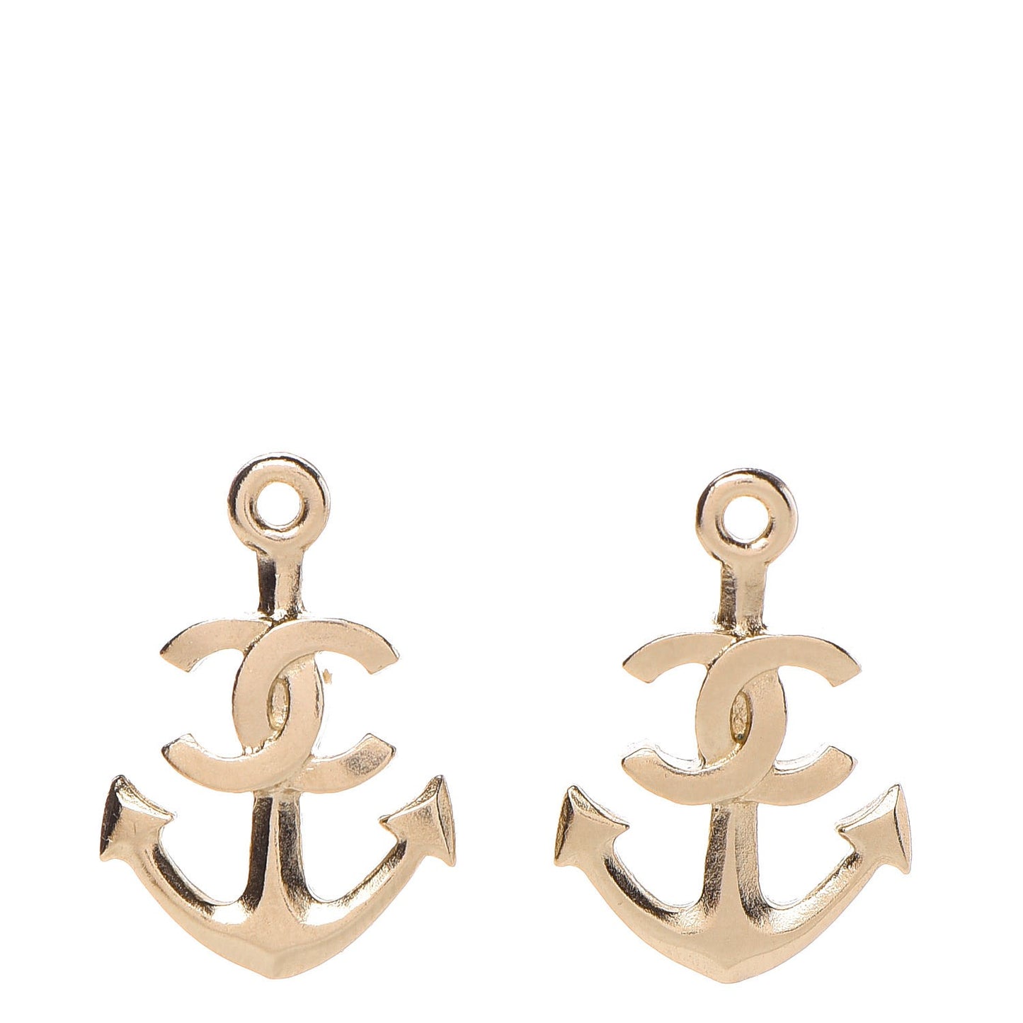 Metal Anchor CC Earrings Gold