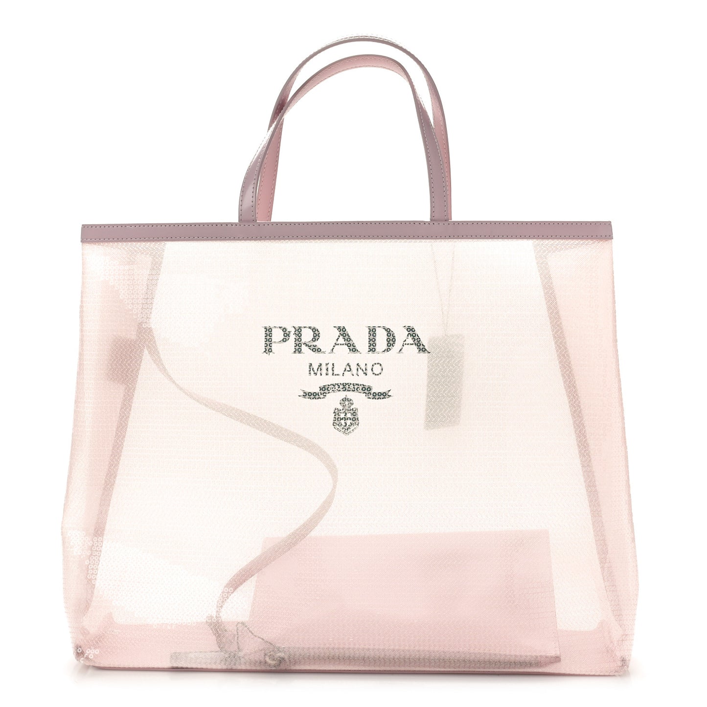 Mesh Paillettes Spazzolato Logo Tote Alabastro