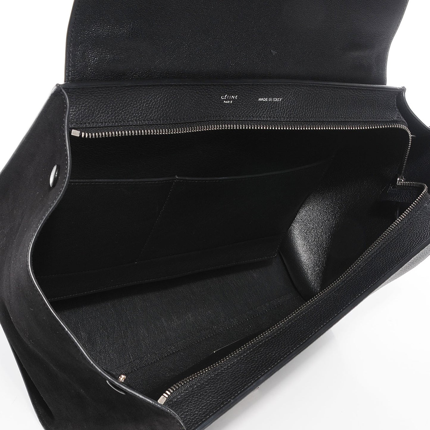 Drummed Calfskin Suede Medium Trapeze Black