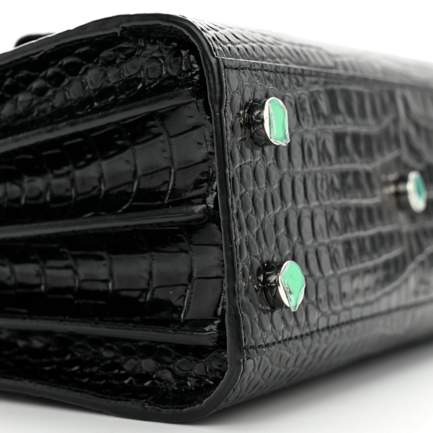 Calfskin Crocodile Embossed Nano Sac De Jour Black