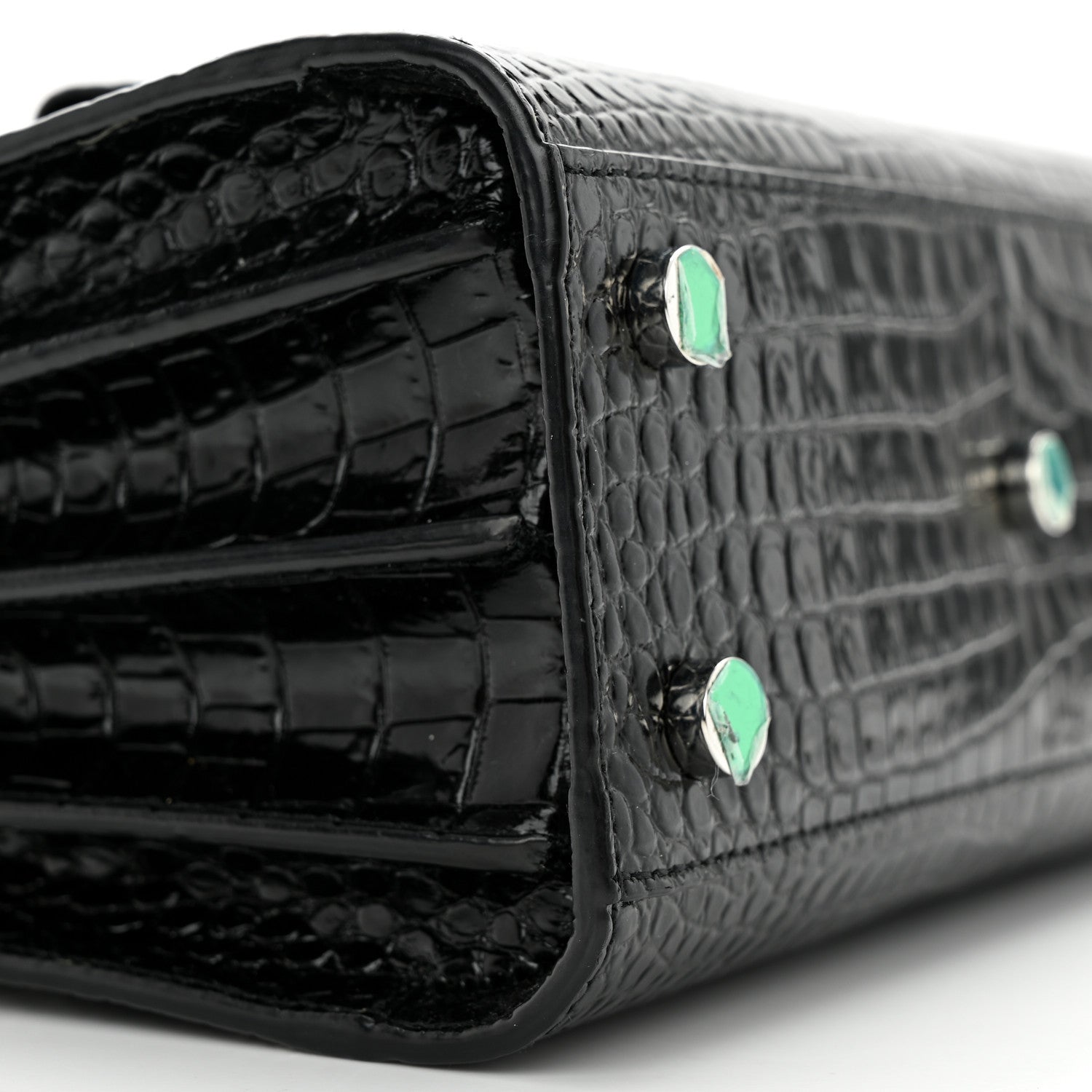 Saint Laurent Calfskin Crocodile Embossed Nano Sac De Jour Black 9 of 14