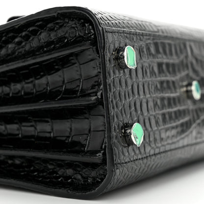 Saint Laurent Calfskin Crocodile Embossed Nano Sac De Jour Black 9 of 14