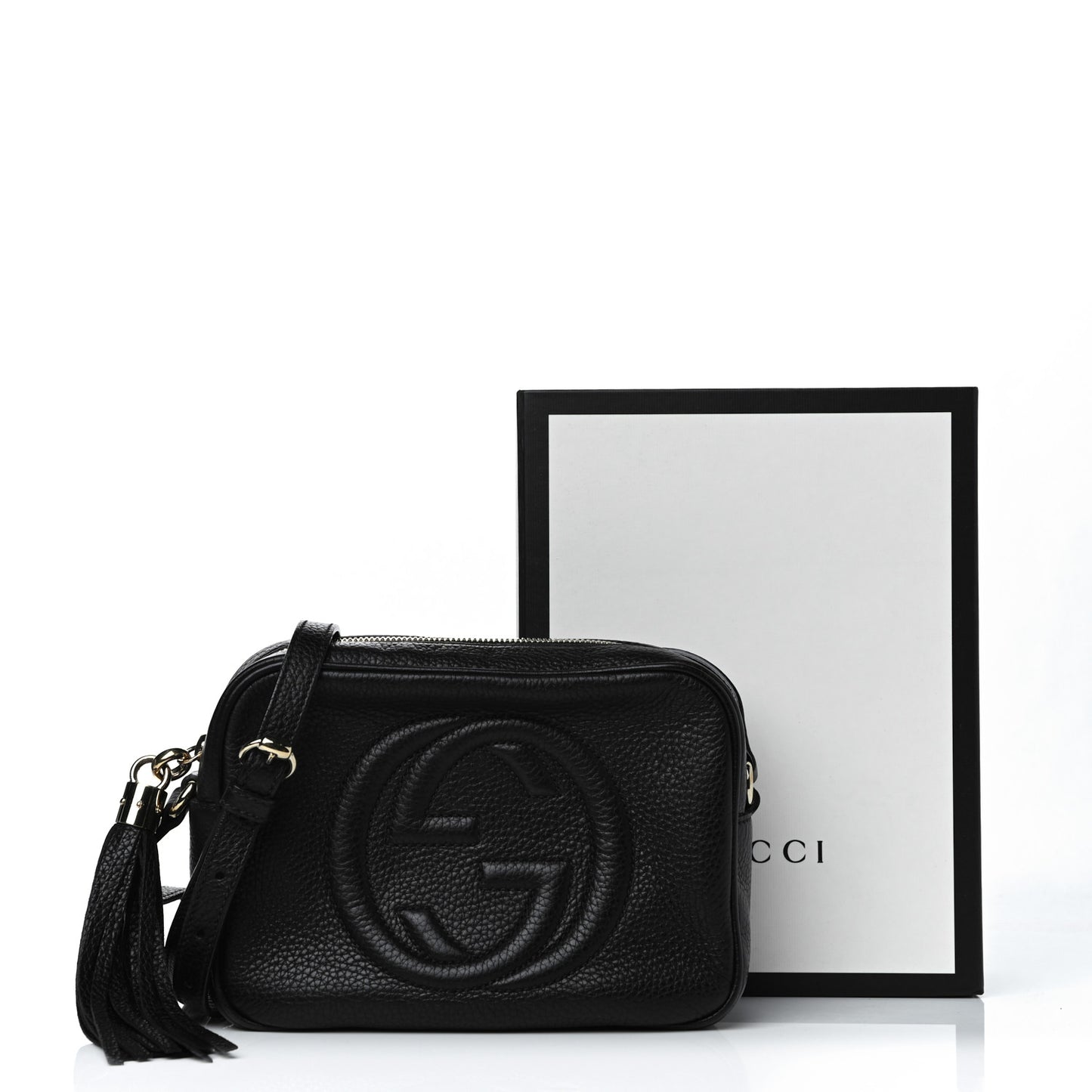 Pebbled Calfskin Small Soho Disco Bag Black