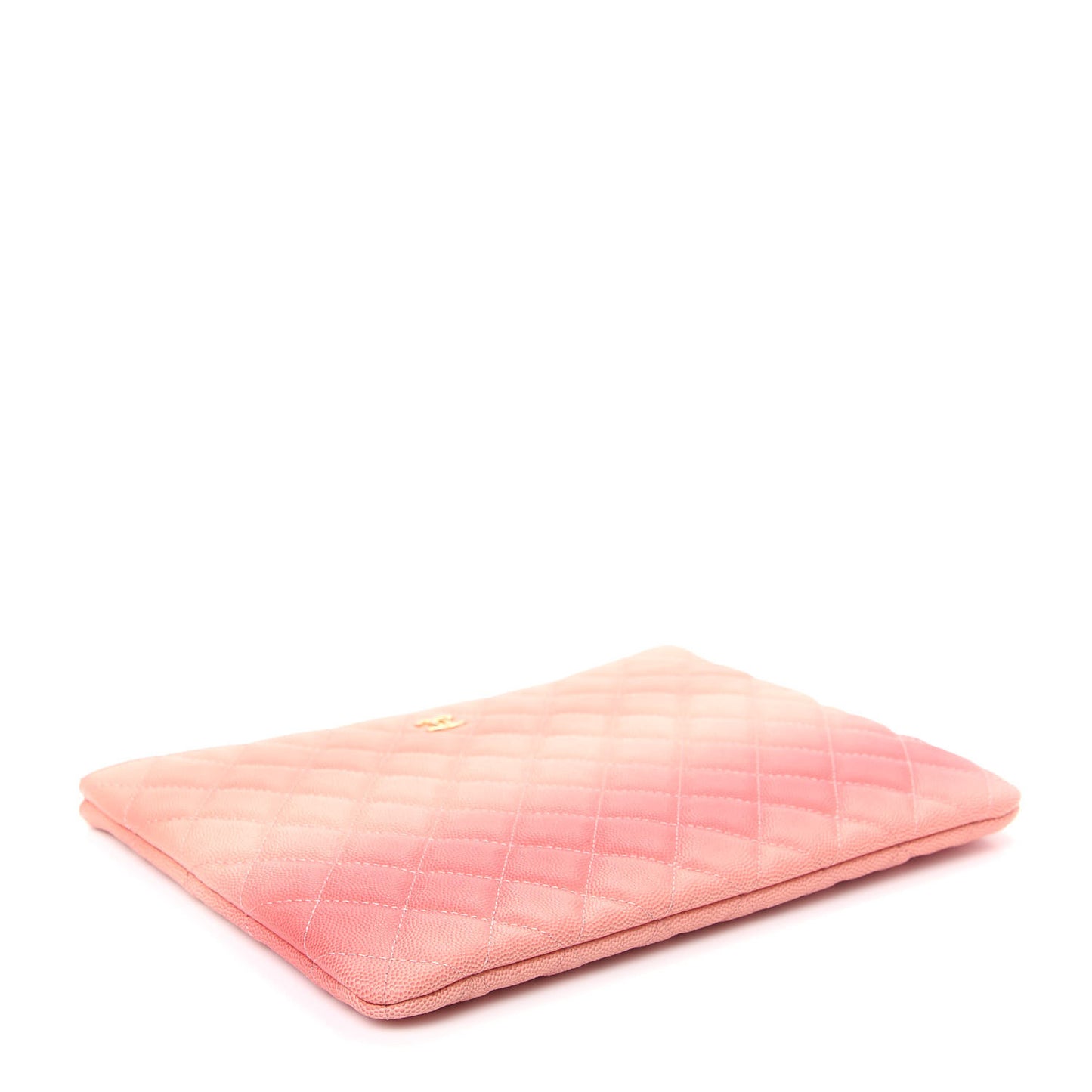 Caviar Quilted Ombre Medium Cosmetic Case Coral
