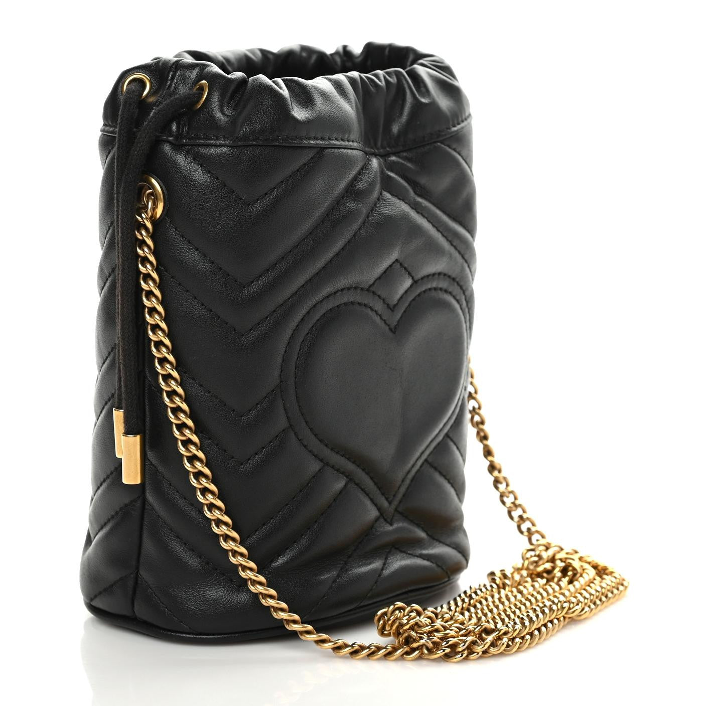Gucci Calfskin Matelasse Mini GG Marmont 2.0 Bucket Bag Black 3 of 11