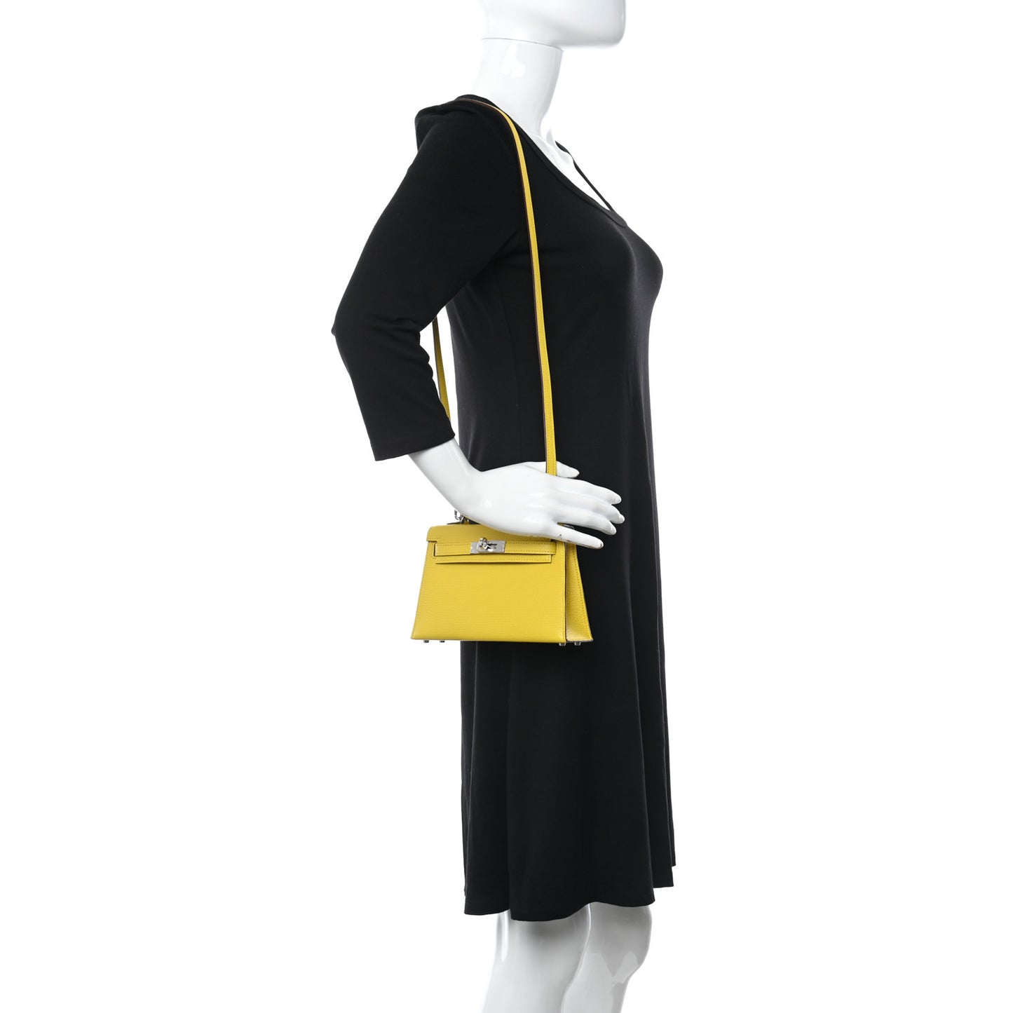 Chevre Mysore Verso Mini Kelly Sellier 20 Jaune De Naples Nata