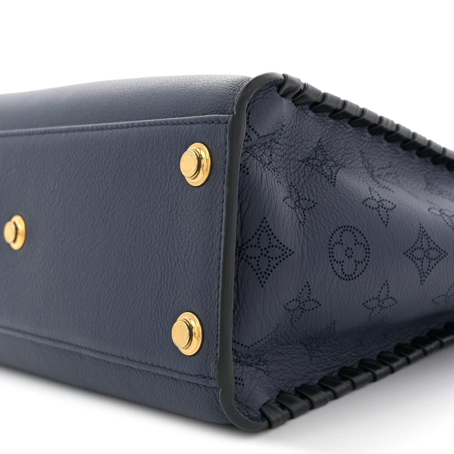 Calfskin Mahina Braided On My Side MM Navy Blue
