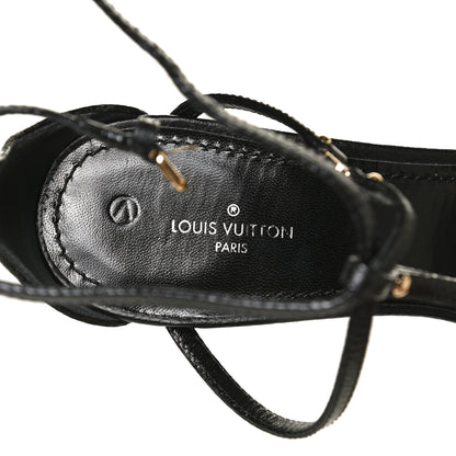 Louis Vuitton Calfskin Roma Platform Sandals 37.5 Black 10 of 10